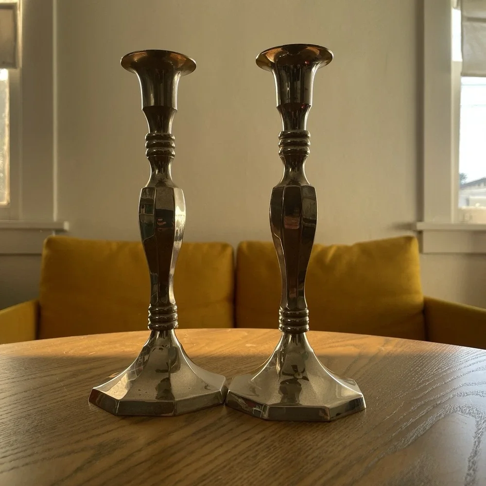 Two Z Gallerie‎ Candle Lamps Penelope Purple/Nickel